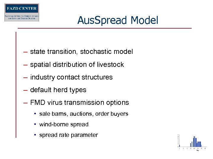 Aus. Spread Model – state transition, stochastic model – spatial distribution of livestock –