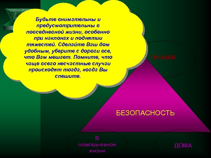 Будьте внимательны и предусмотрительны в повседневной жизни, особенно при наклонах и поднятии тяжестей. Сделайте