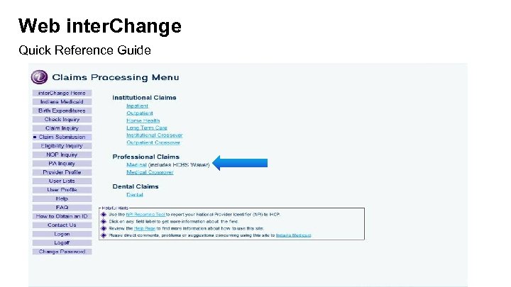 Web inter. Change Quick Reference Guide 