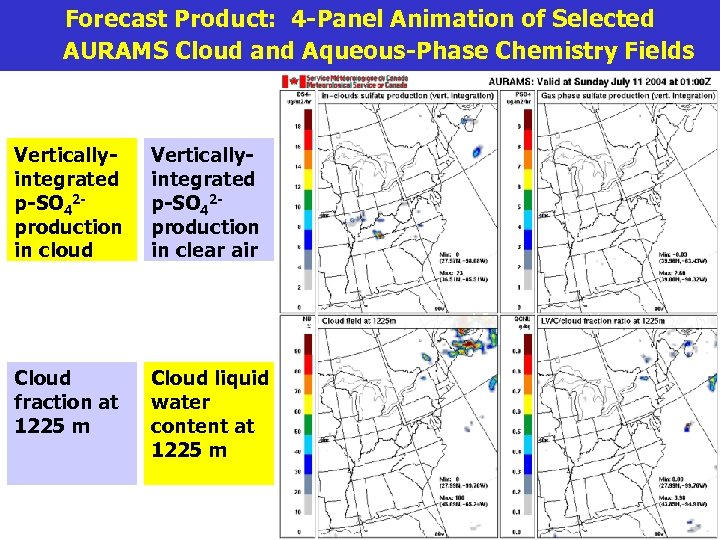 Forecast Product: 4 -Panel Animation of Selected AURAMS Cloud and Aqueous-Phase Chemistry Fields Verticallyintegrated