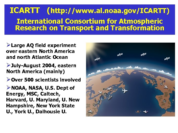 ICARTT (http: //www. al. noaa. gov/ICARTT) International Consortium for Atmospheric Research on Transport and