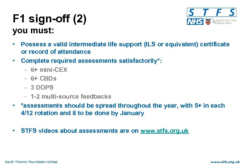 F 1 sign-off (2) you must: • Possess a valid intermediate life support (ILS