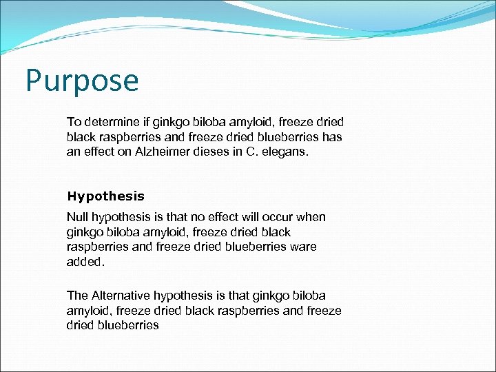 Purpose To determine if ginkgo biloba amyloid, freeze dried black raspberries and freeze dried