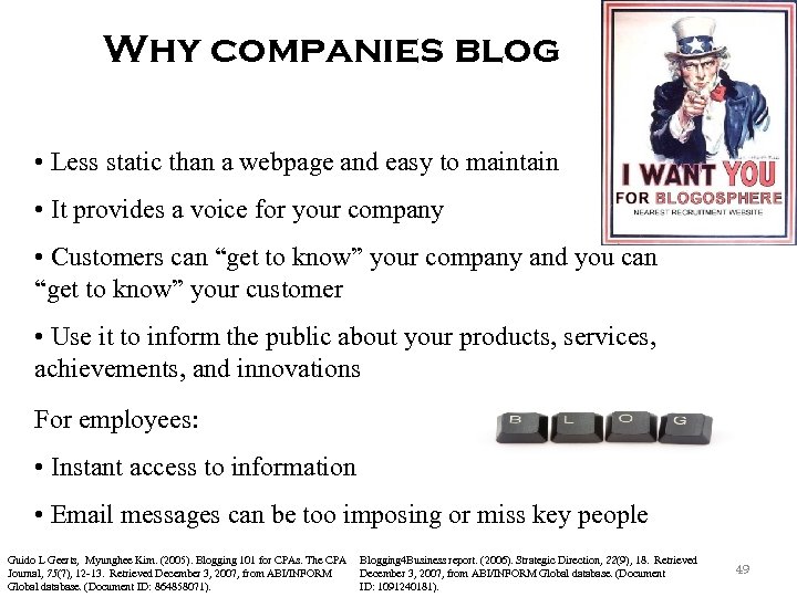 Why companies blog • Less static than a webpage and easy to maintain •