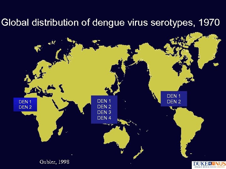 Global distribution of dengue virus serotypes, 1970 DEN 1 DEN 2 DEN 3 DEN