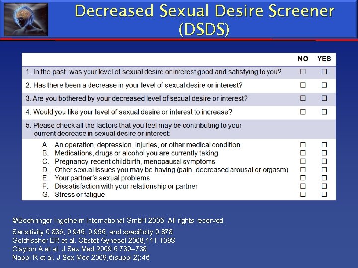 Decreased Sexual Desire Screener (DSDS) ©Boehringer Ingelheim International Gmb. H 2005. All rights reserved.