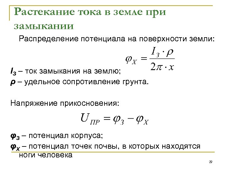 Растекание тока в земле при замыкании Распределение потенциала на поверхности земли: IЗ – ток