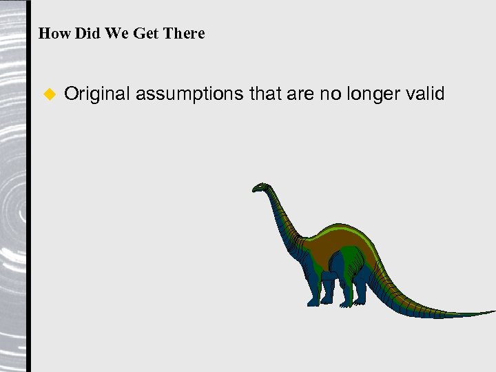 How Did We Get There u Original assumptions that are no longer valid 