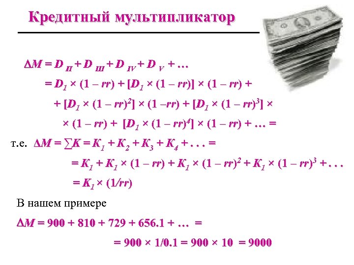 Кредитный мультипликатор DМ = D П + D Ш + D IV + D