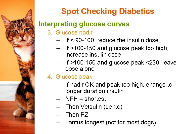 Spot Checking Diabetics Interpreting glucose curves 3. Glucose nadir – If < 90 -100,