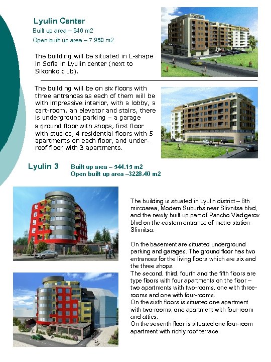 Lyulin Center Built up area – 946 m 2 Open built up area –