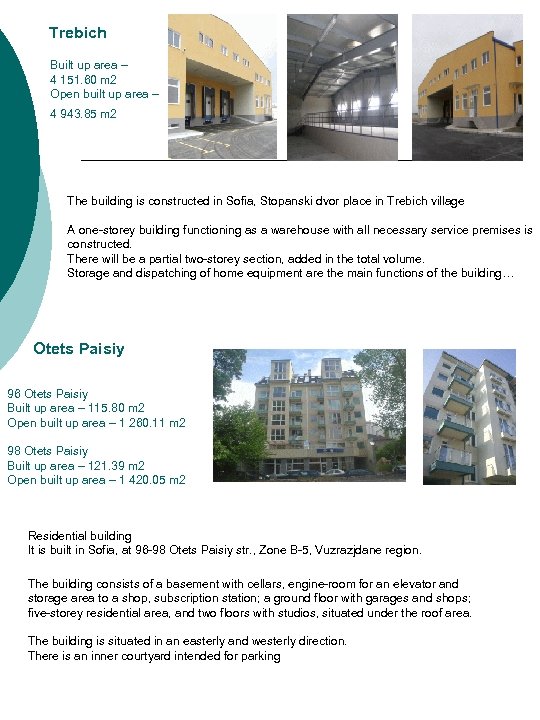 Trebich Built up area – 4 151. 60 m 2 Open built up area