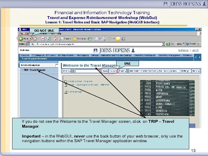 Financial and Information Technology Training Travel and Expense Reimbursement Workshop (Web. Gui) Lesson 1: