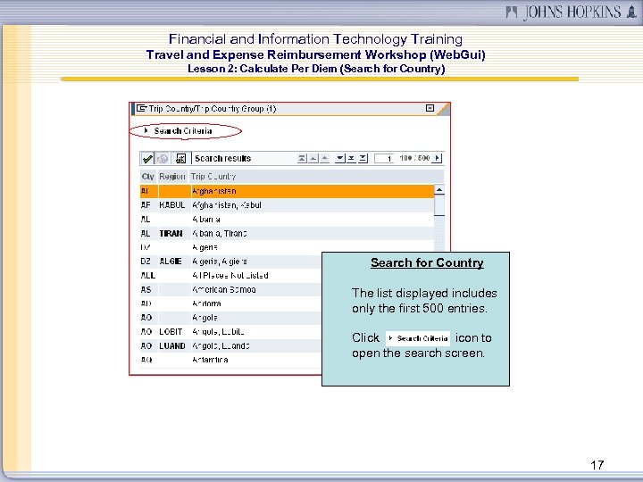 Financial and Information Technology Training Travel and Expense Reimbursement Workshop (Web. Gui) Lesson 2: