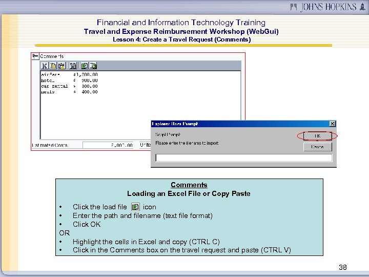 Financial and Information Technology Training Travel and Expense Reimbursement Workshop (Web. Gui) Lesson 4: