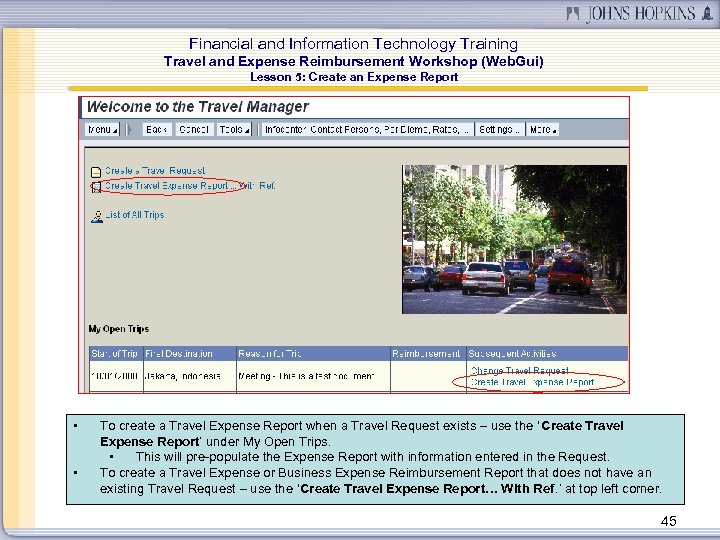 Financial and Information Technology Training Travel and Expense Reimbursement Workshop (Web. Gui) Lesson 5: