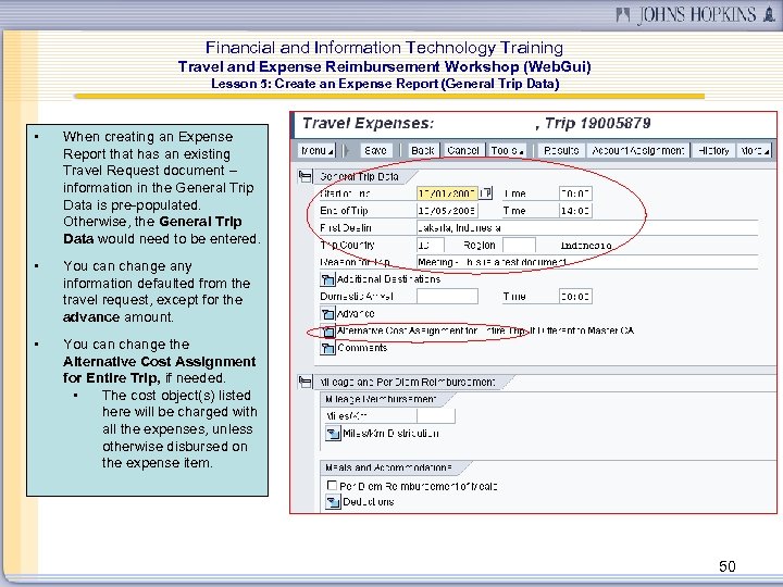 Financial and Information Technology Training Travel and Expense Reimbursement Workshop (Web. Gui) Lesson 5: