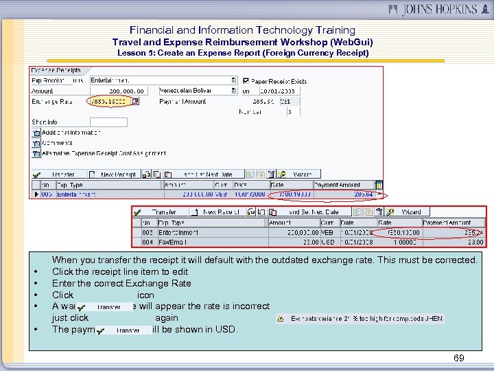 Financial and Information Technology Training Travel and Expense Reimbursement Workshop (Web. Gui) Lesson 5: