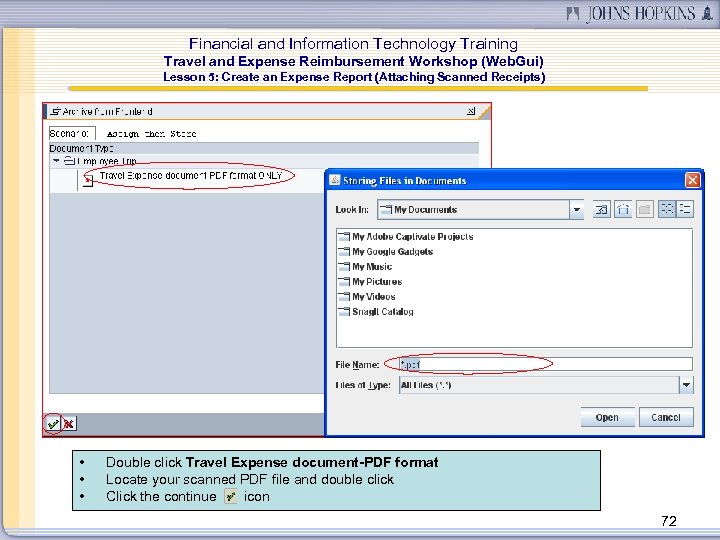 Financial and Information Technology Training Travel and Expense Reimbursement Workshop (Web. Gui) Lesson 5: