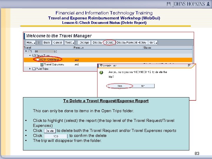 Financial and Information Technology Training Travel and Expense Reimbursement Workshop (Web. Gui) Lesson 6: