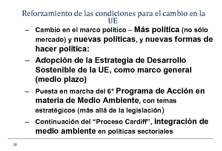 Reforzamiento de las condiciones para el cambio en la UE – Cambio en el
