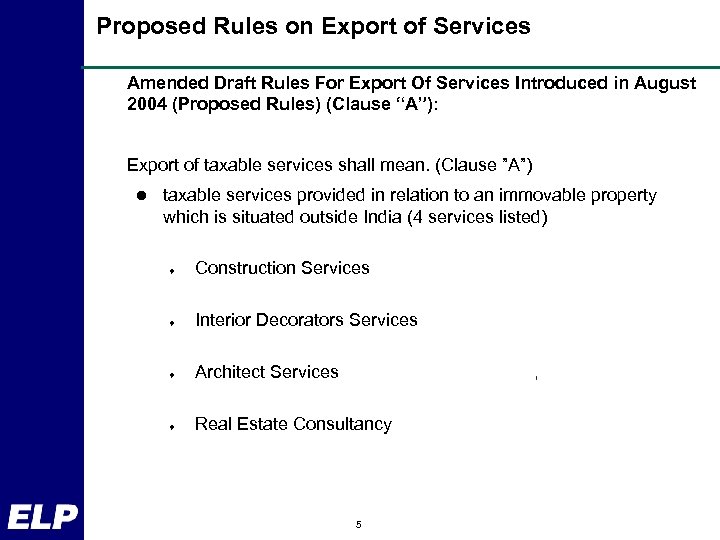 Proposed Rules on Export of Services Amended Draft Rules For Export Of Services Introduced
