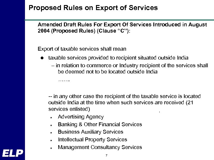Proposed Rules on Export of Services Amended Draft Rules For Export Of Services Introduced