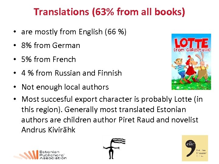 Translations (63% from all books) • are mostly from English (66 %) • 8%