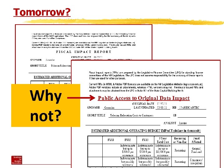 Tomorrow? Why not? Public Access to Original Data Impact 38 