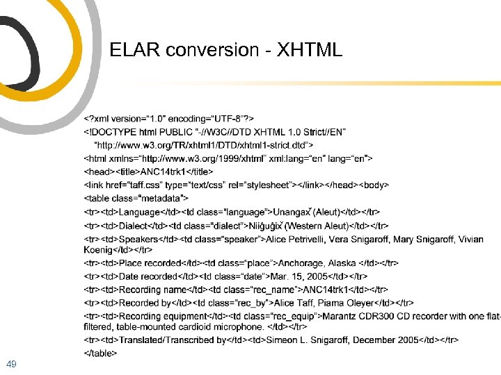 ELAR conversion - XHTML 49 