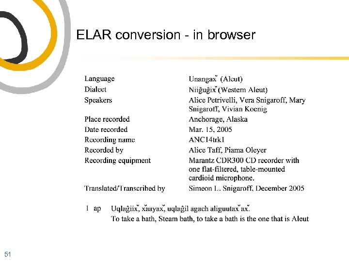 ELAR conversion - in browser 51 