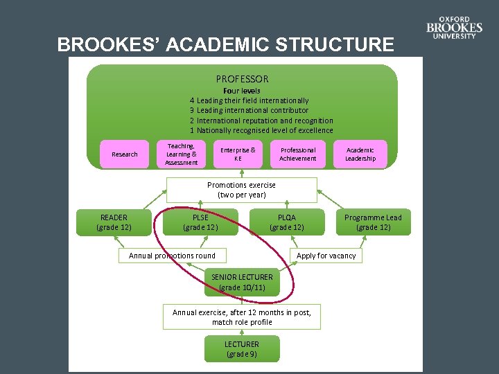 BROOKES’ ACADEMIC STRUCTURE PROFESSOR 4 3 2 1 Research Four levels Leading their field