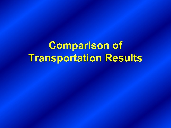 Comparison of Transportation Results 
