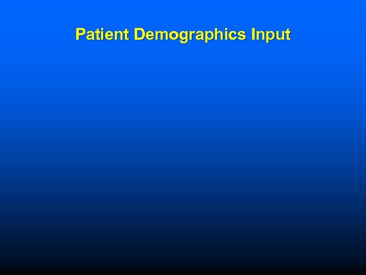 Patient Demographics Input 