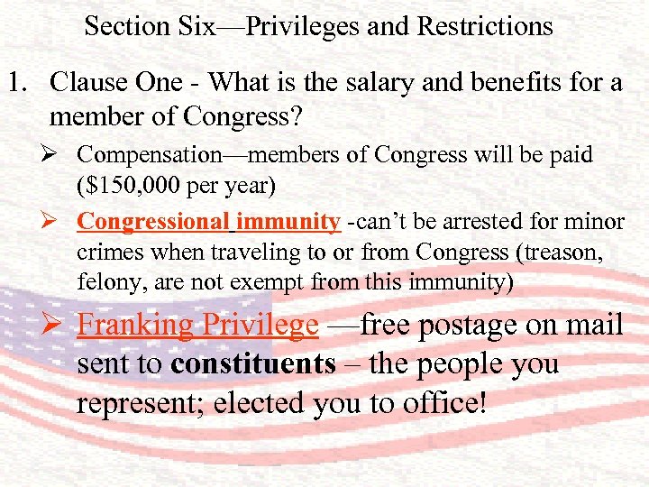 Section Six—Privileges and Restrictions 1. Clause One - What is the salary and benefits