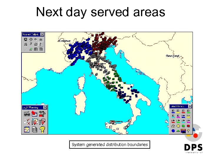Next day served areas System generated distribution boundaries 
