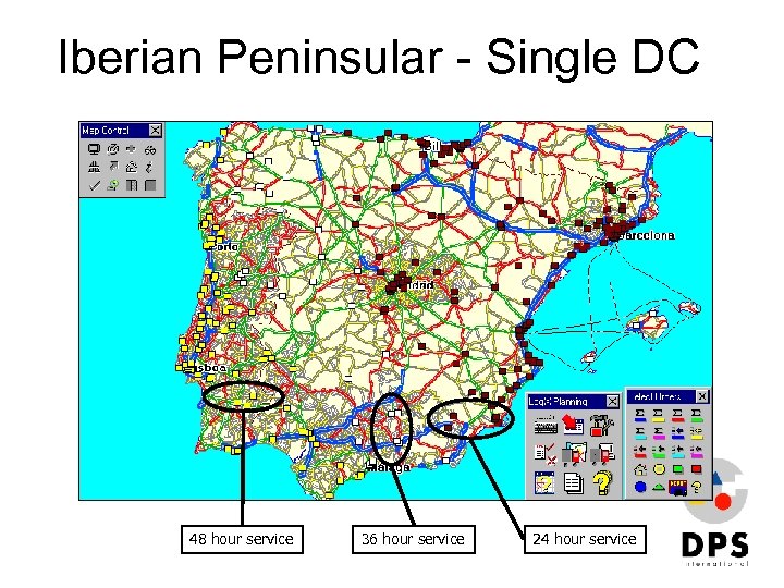 Iberian Peninsular - Single DC 48 hour service 36 hour service 24 hour service
