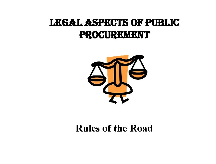 legal aspects of public procurement Rules of the Road 