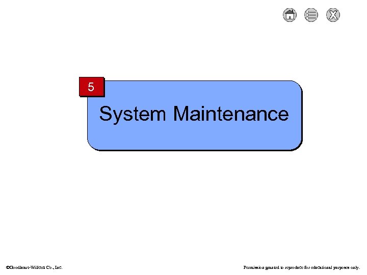 5 System Maintenance Goodheart-Willcox Co. , Inc. Permission granted to reproduce for educational purposes