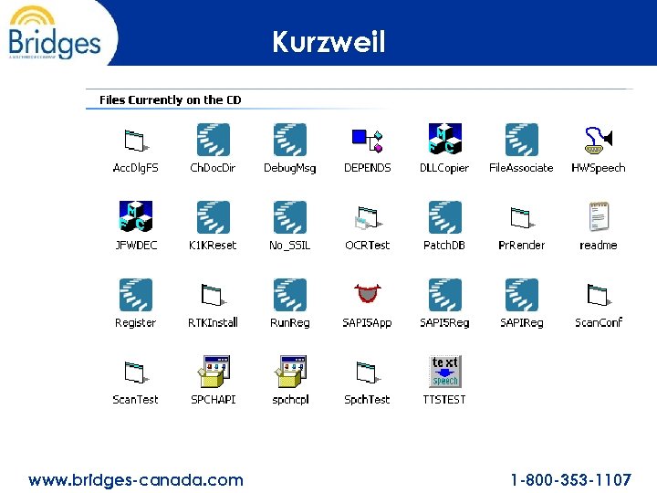 Kurzweil www. bridges-canada. com 1 -800 -353 -1107 