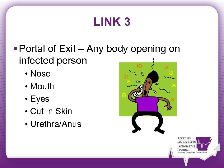 LINK 3 § Portal of Exit – Any body opening on infected person •