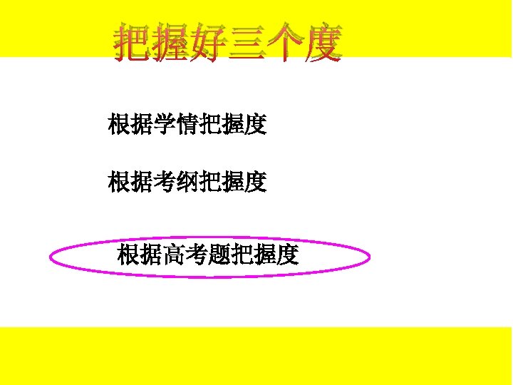 把握好三个度 根据学情把握度 根据考纲把握度 根据高考题把握度 