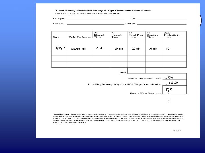 9/20/10 Vacuum hall 10 min 20 min 10 min 50 50% $13. . 00