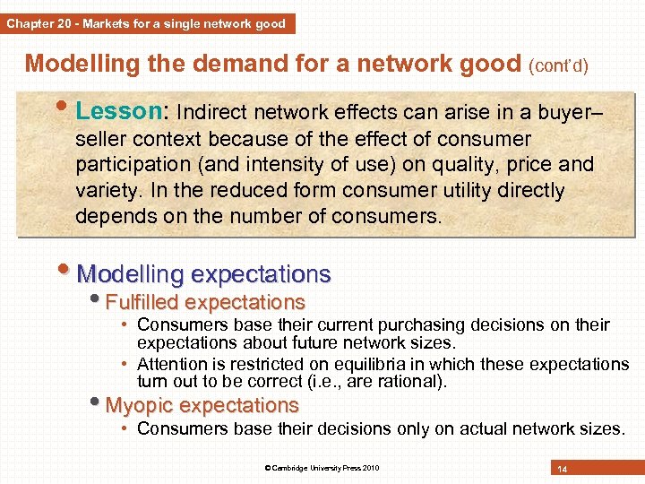 Chapter 20 - Markets for a single network good Modelling the demand for a