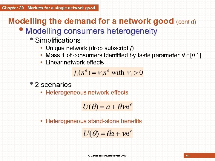 Chapter 20 - Markets for a single network good Modelling the demand for a