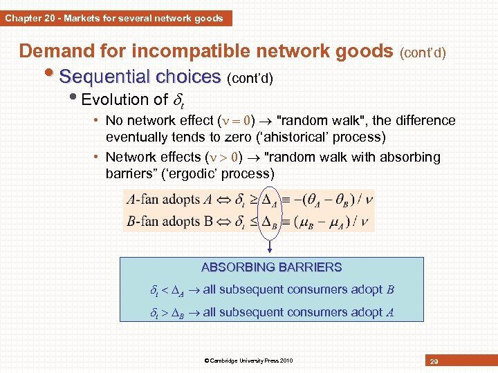 Chapter 20 - Markets for several network goods Demand for incompatible network goods (cont’d)