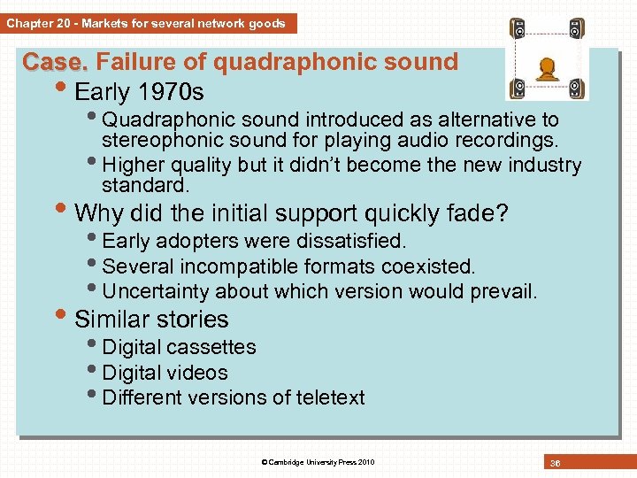 Chapter 20 - Markets for several network goods Case. Failure of quadraphonic sound •