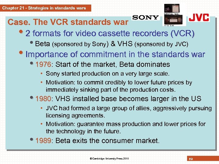 Chapter 21 - Strategies in standards wars Case. The VCR standards war • 2