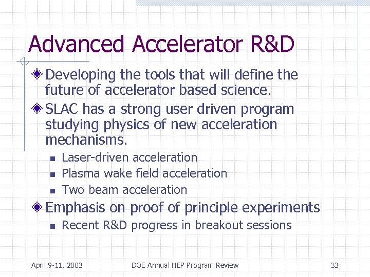 Advanced Accelerator R&D Developing the tools that will define the future of accelerator based