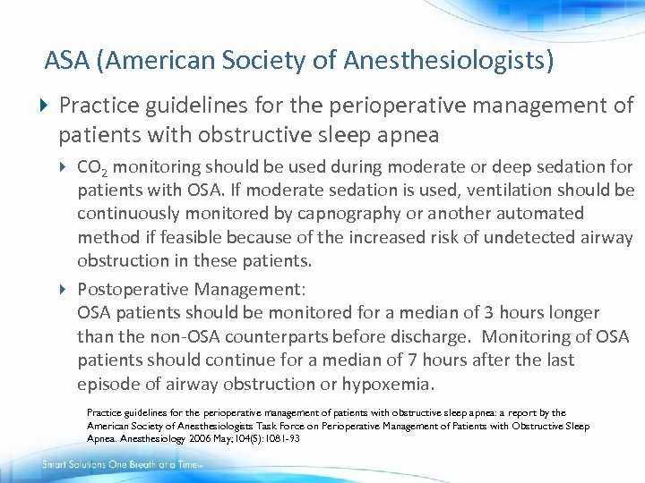 ASA (American Society of Anesthesiologists) Practice guidelines for the perioperative management of patients with